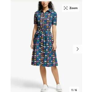 Boden Anastasia Shirt Dress In Navy Flags Women's Size: 4